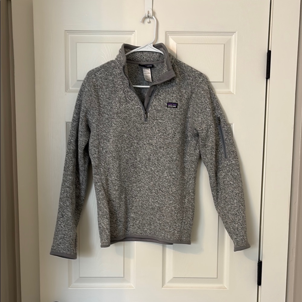 Patagonia Gray Zip Up Sweater with Heather Texture